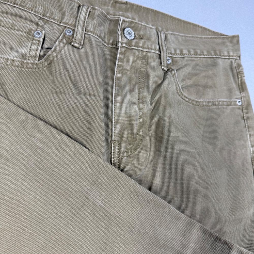 Levis 513 Slim Straight Corduroy Pants Men 33x30 Khaki Tan Brown Cotton Trousers